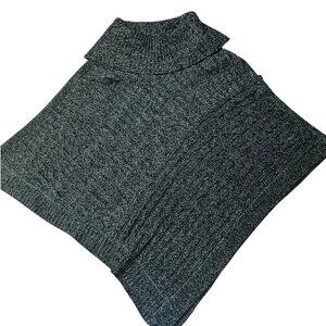 Karen Scott Turtle Neck Knit Poncho Shawl Size S/M